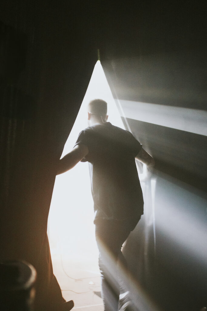 Musician walking onto the stage